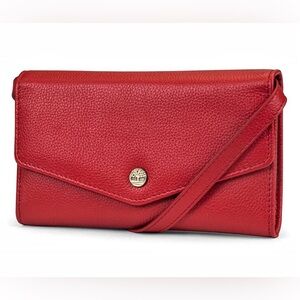 Timberland Cherry Red Leather Crossbody Phone Wallet NWT